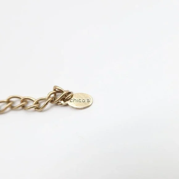 CHICOS Ornate Chunky Gold Tone & Faux Pearl Dangle Bauble Statement Necklace - Picture 8 of 10